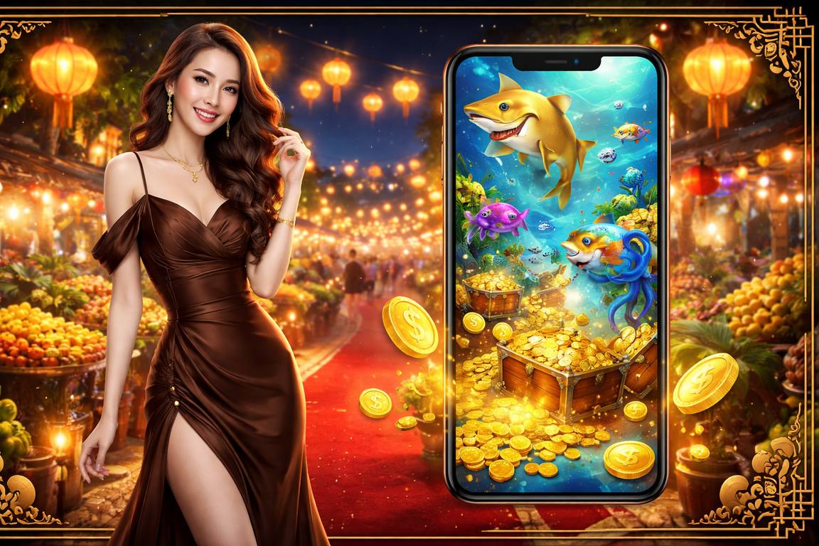 Người chơi game bắn cá trực tuyến tại chợ đêm Hội An